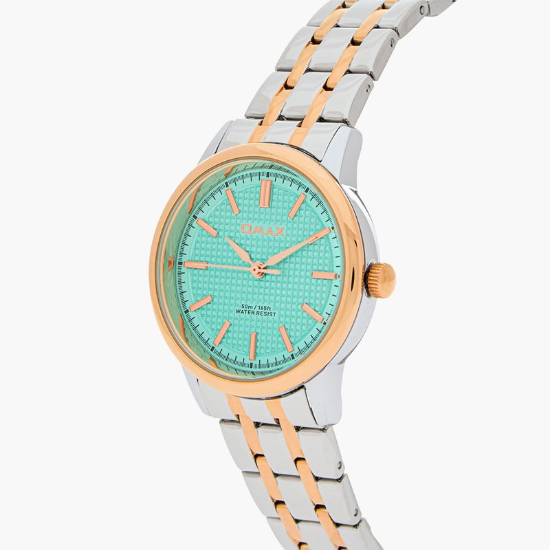 OMAX ساعة أومكس النسائية التناظرية باللونين الذهبي والفضي - Image 4